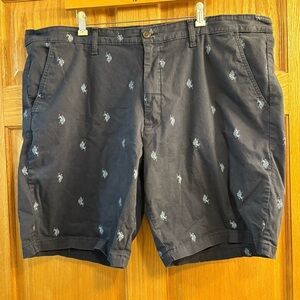 US Polo Assn Men's Flat Front Pony Logo Activate Stretch Navy Blue Shorts W46